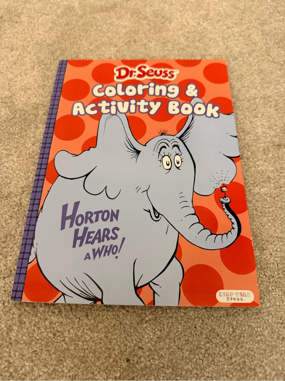 Dr. Seuss Coloring & Activity Book with Red Polka Dot Cover and Purple Spine
